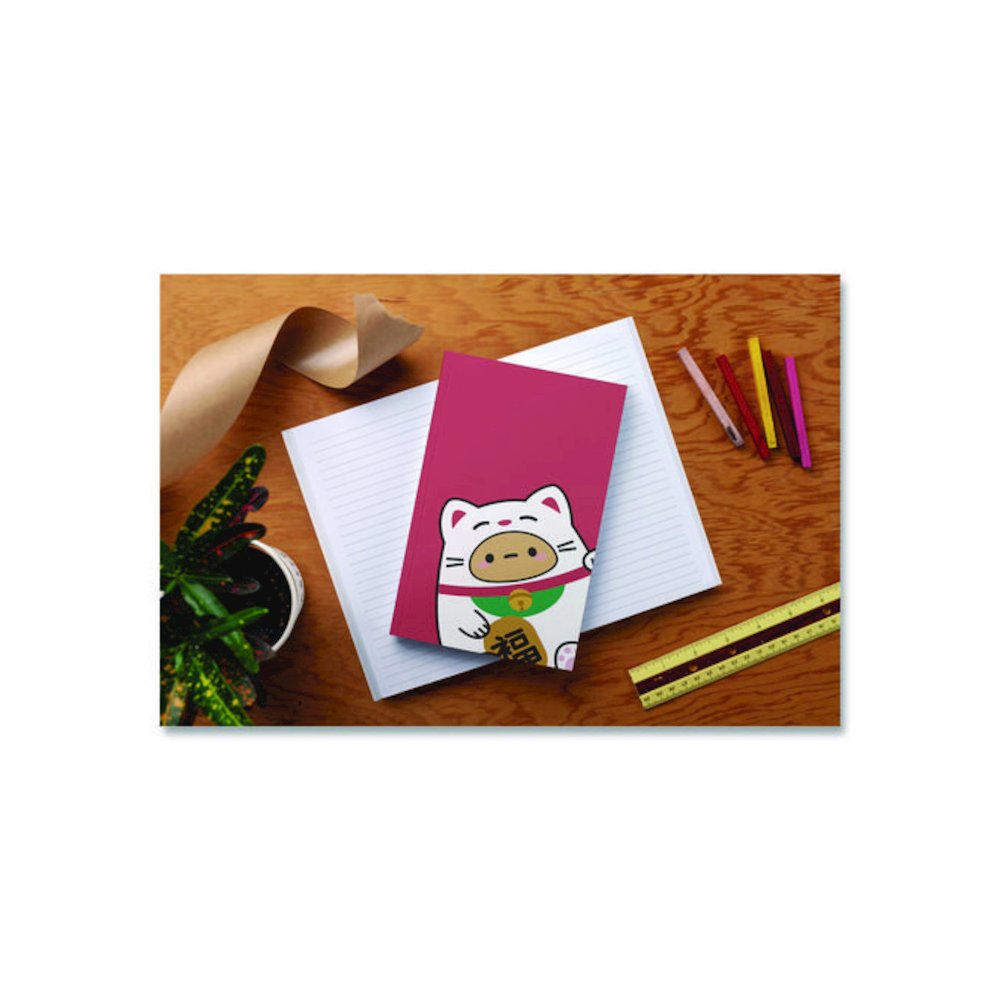 Smoko Tayto Lucky Cat Layflat Notebook, 1-Subject, Medium/College Rule, Red/White/Brown Cover, (72) 8 x 5 Sheets. Picture 2