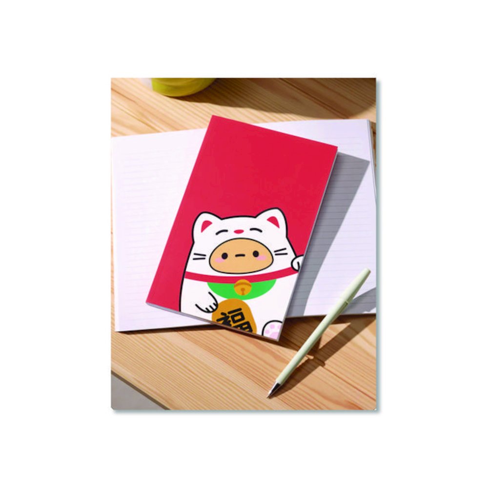 Smoko Tayto Lucky Cat Layflat Notebook, 1-Subject, Medium/College Rule, Red/White/Brown Cover, (72) 8 x 5 Sheets. Picture 4