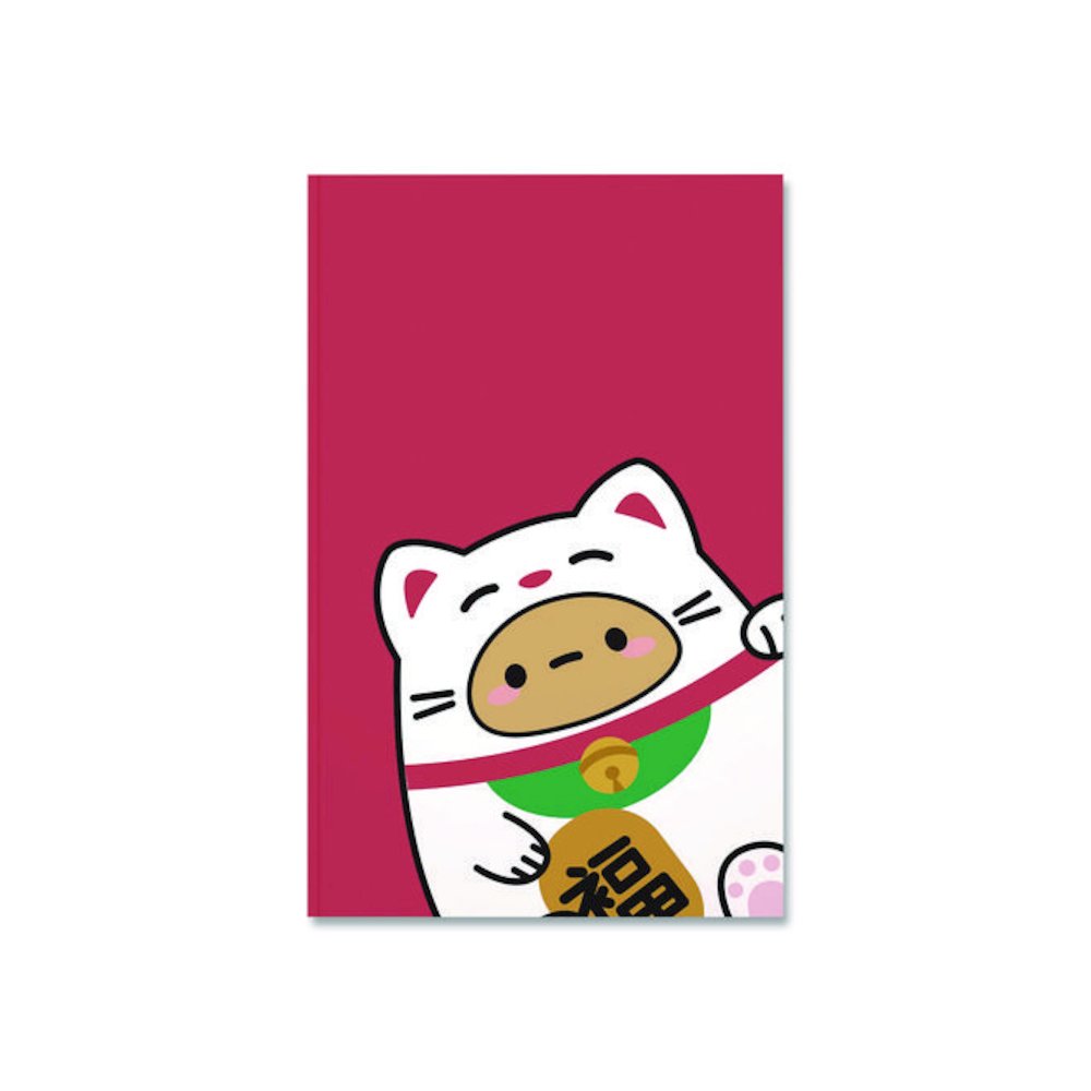 Smoko Tayto Lucky Cat Layflat Notebook, 1-Subject, Medium/College Rule, Red/White/Brown Cover, (72) 8 x 5 Sheets. Picture 1