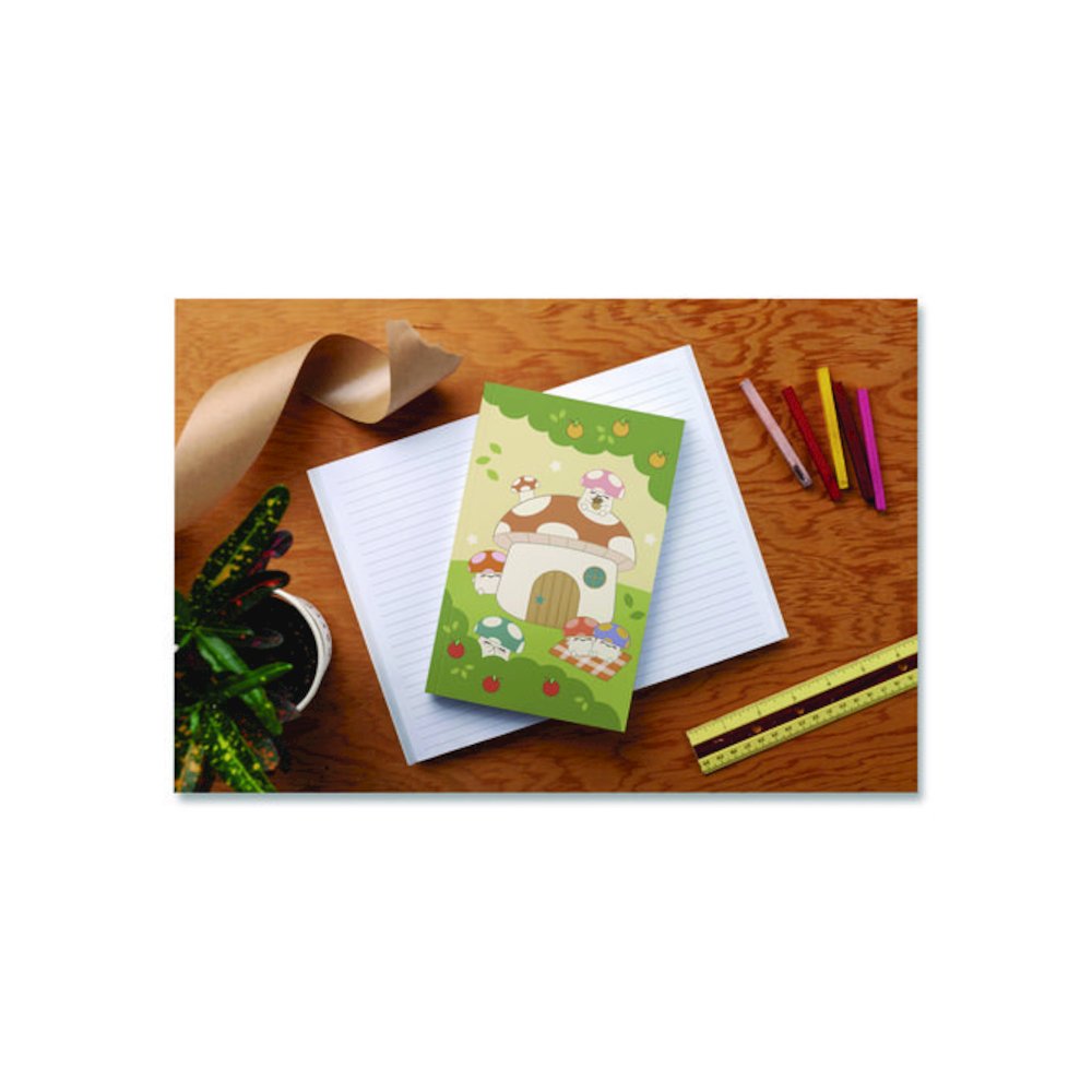 Smoko Mushroom Garden Layflat Notebook, 1-Subject, Medium/College Rule, Green/Tan/Red Cover, (72) 8 x 5 Sheets. Picture 2