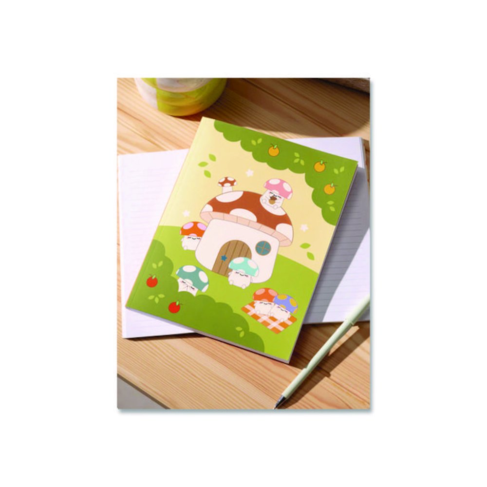 Smoko Mushroom Garden Layflat Notebook, 1-Subject, Medium/College Rule, Green/Tan/Red Cover, (72) 8 x 5 Sheets. Picture 3