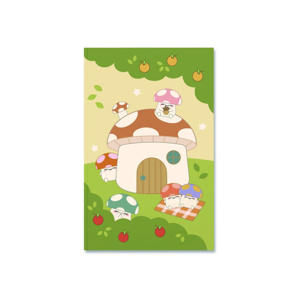 Smoko Mushroom Garden Layflat Notebook, 1-Subject, Medium/College Rule, Green/Tan/Red Cover, (72) 8 x 5 Sheets. Picture 1