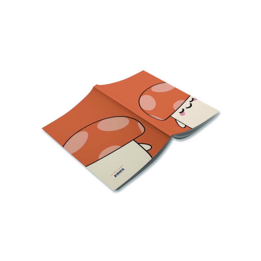 Smoko Kai Mushroom Layflat Notebook, 1-Subject, Medium/College Rule, Orange/White Cover, (72) 8 x 5 Sheets. Picture 2