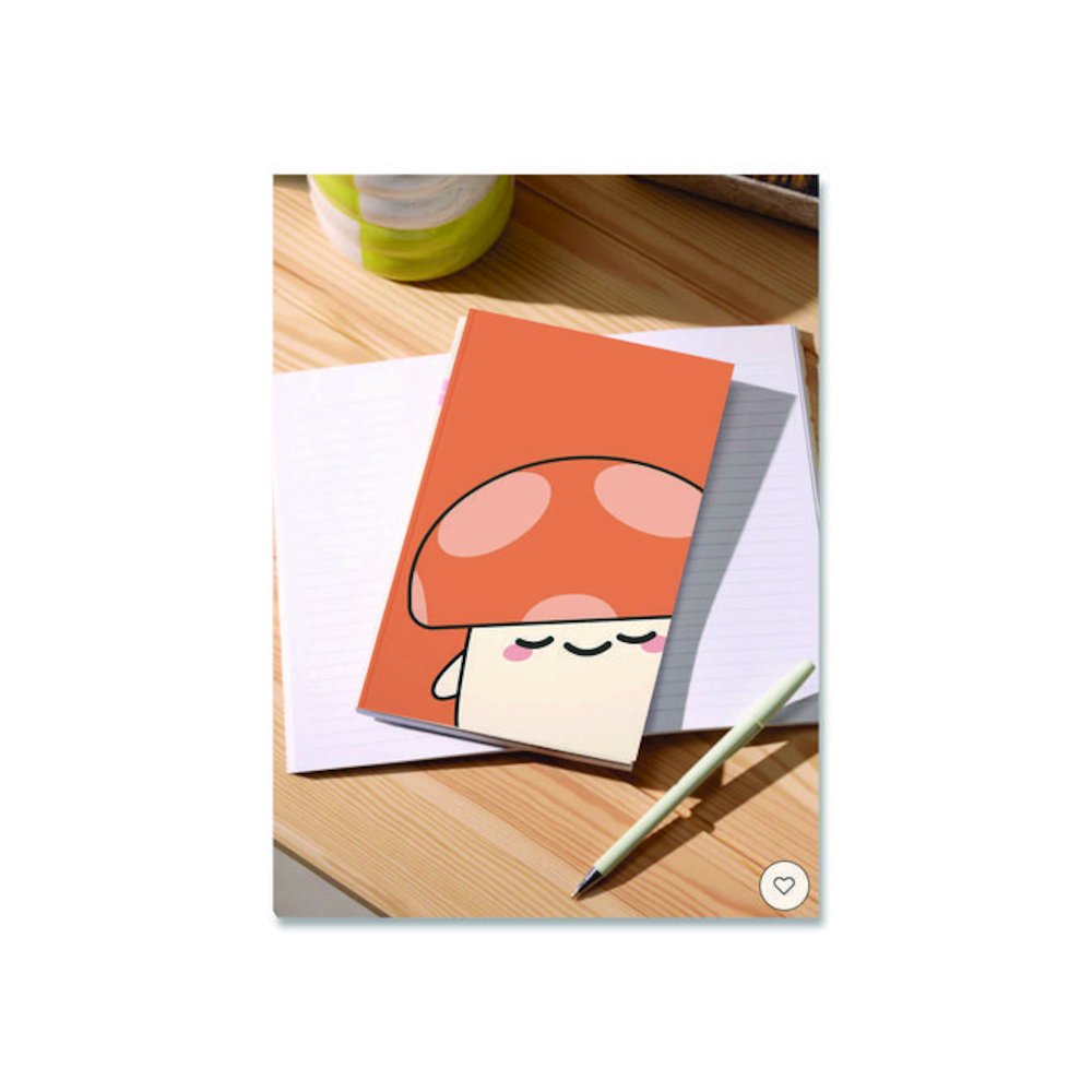 Smoko Kai Mushroom Layflat Notebook, 1-Subject, Medium/College Rule, Orange/White Cover, (72) 8 x 5 Sheets. Picture 4