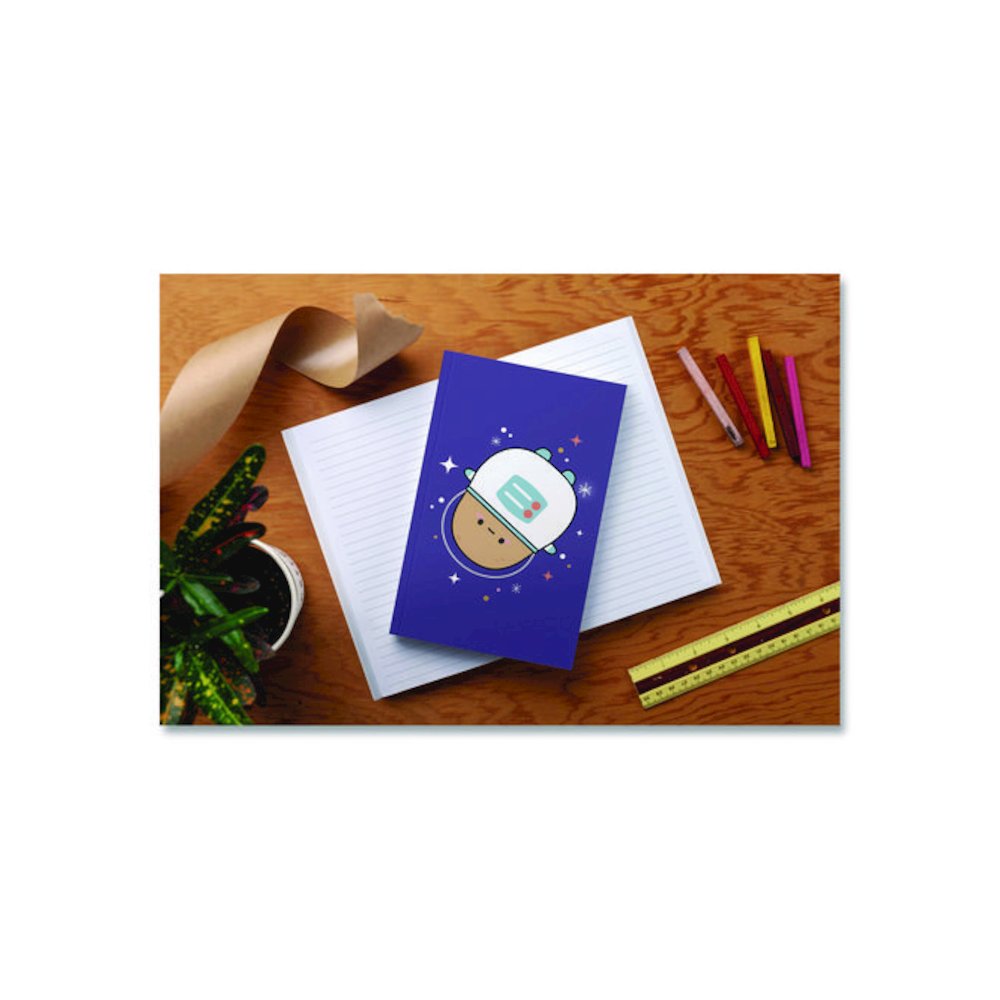 Smoko Astro Tayto Layflat Notebook, 1-Subject, Medium/College Rule, Blue/White/Tan Cover, (72) 8 x 5 Sheets. Picture 3