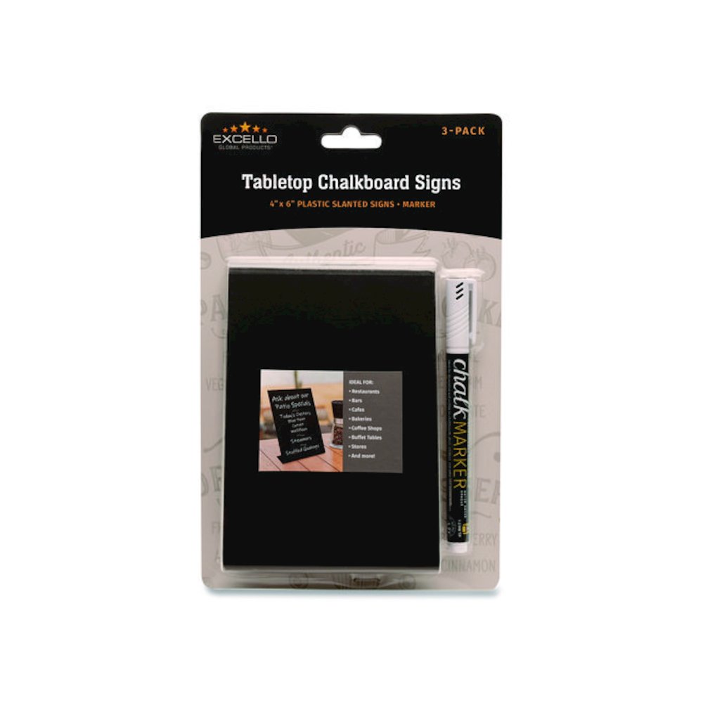 Tabletop Chalkboard Signs, Black Surface, 4 x 6, 3/Pack. Picture 1