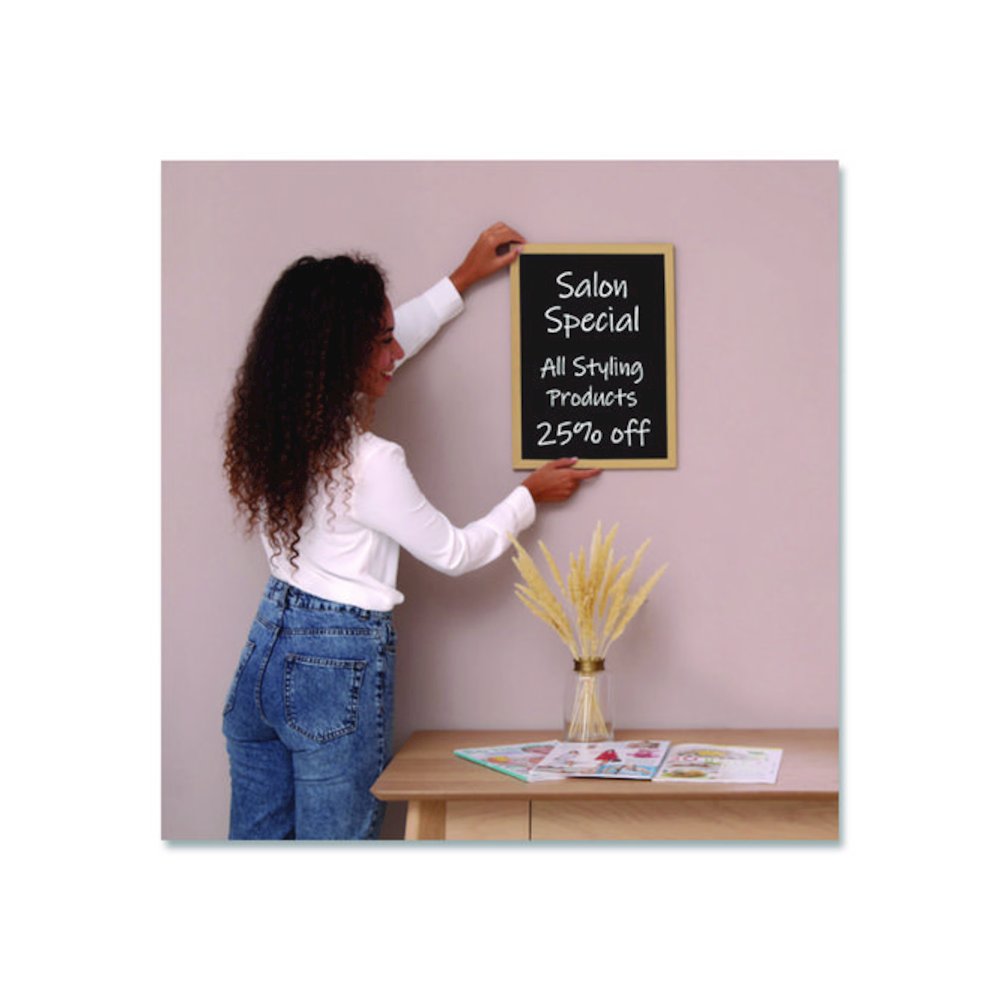 Chalkboard Sign, Black Surface, Brown Frame, 12 x 16. Picture 4