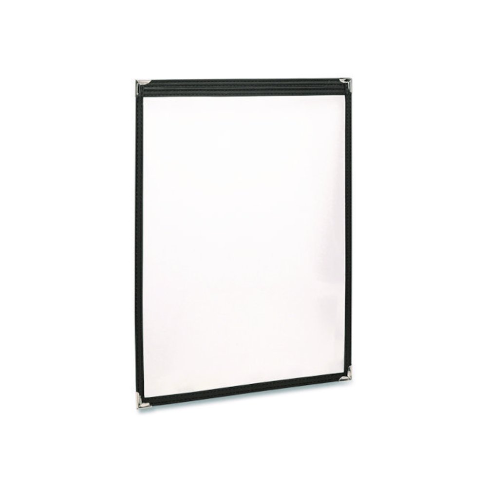 Menu Holder For 8.5 x 11 Menus, Portrait Orientation, 2-View, 9.3 x 12 Holder, Clear/Black/Silver, 10/Pack. Picture 1
