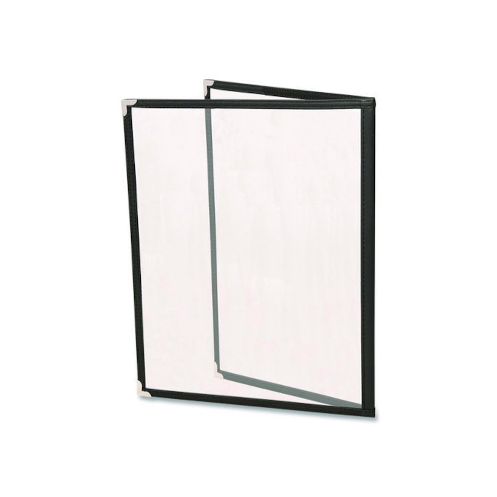 Menu Holder For 8.5 x 11 Menus, Portrait Orientation, 4-View, 9.6 x 12 Holder, Clear/Black/Silver, 10/Pack. Picture 4
