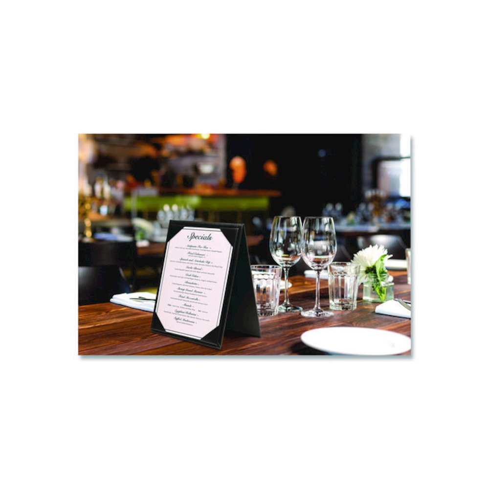 Table-Top Menu Holder, For 5 x 7 Menus, 5.6 x 7.6 Holder, Black. Picture 3