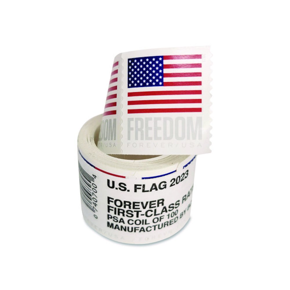 First-Class Forever Stamps, U.S. Flag, 100/Roll. Picture 1