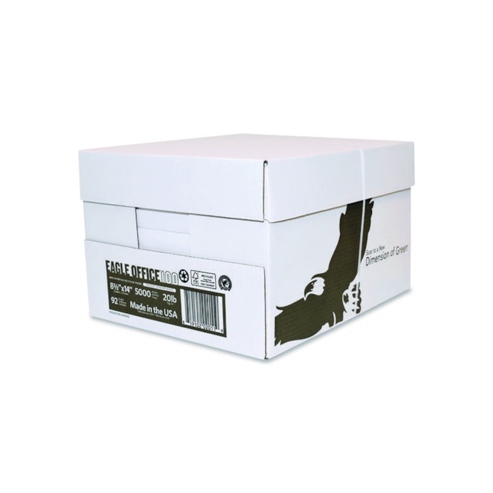 Recycled Multipurpose Paper, 92 Bright, 20 lb Bond Weight, 8.5 x 14, White, 500/Ream, 5 Reams/Carton. Picture 1