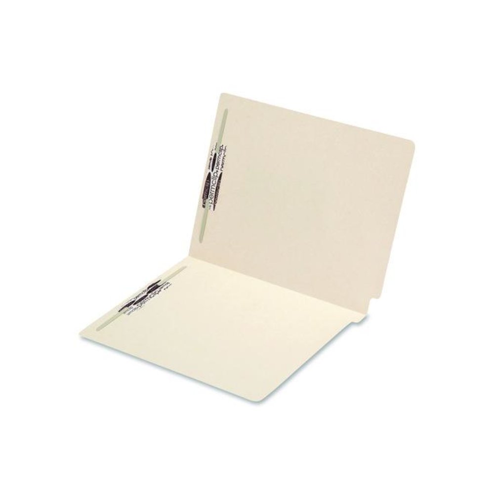 End Tab Fastener Folders with Embossed Labeling Lines, Straight Tab, Expands 0.75", 2 Fasteners, Letter Size, Manila, 50/Box. Picture 2