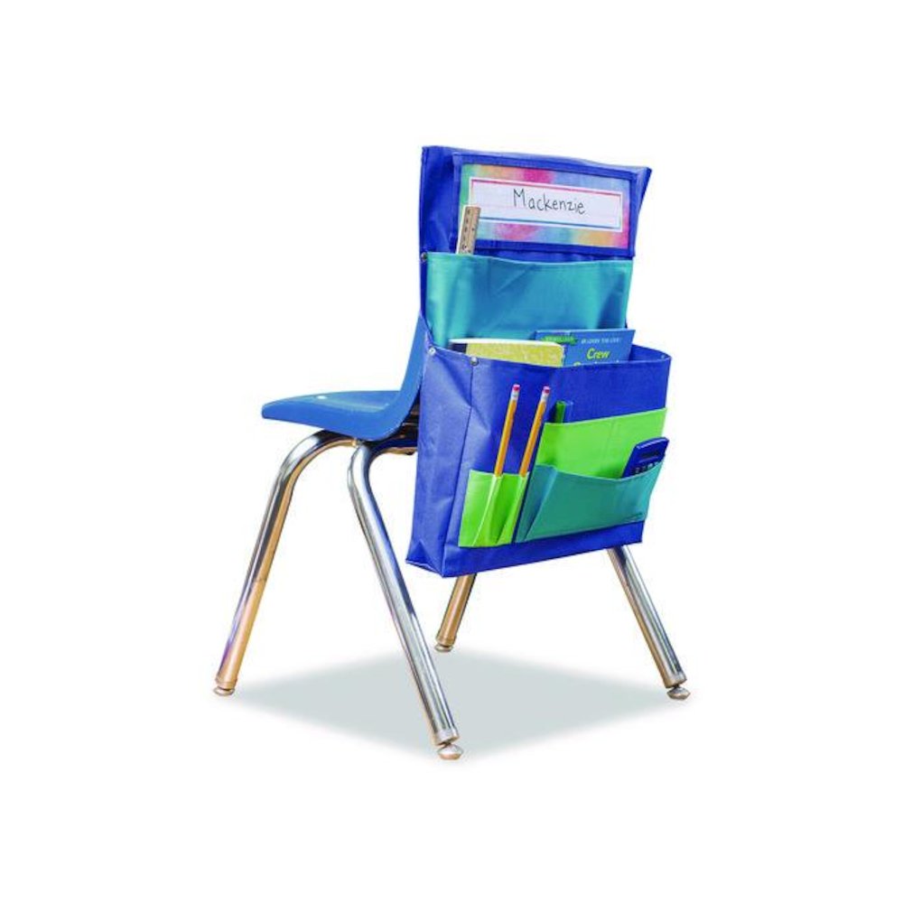 Chair Pocket, 15.5 x 18, Canvas, Blue/Teal/Lime. Picture 4