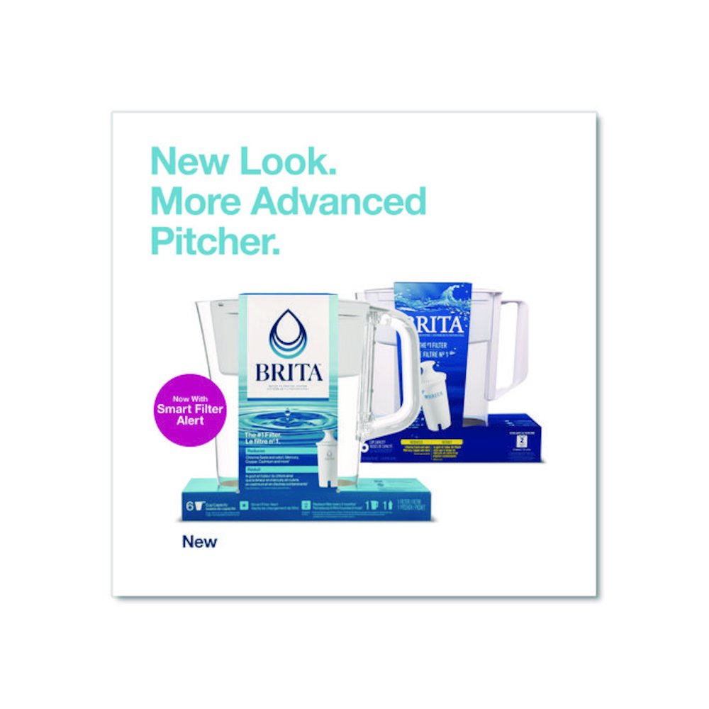 Small 6-Cup Water Filter Pitcher with 1 Standard Filter, Denali, White, 2/Carton. Picture 2