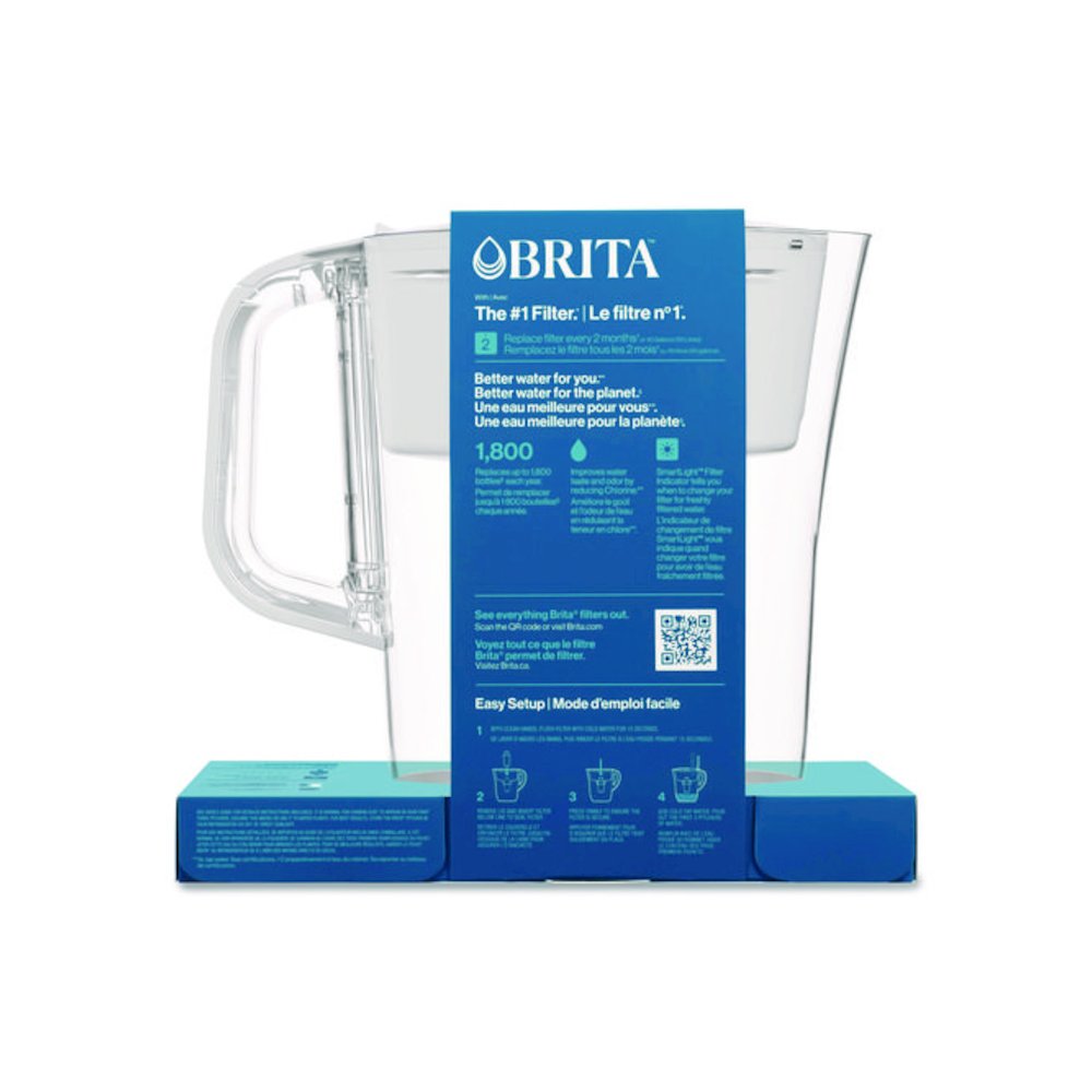 Small 6-Cup Water Filter Pitcher with 1 Standard Filter, Denali, White, 2/Carton. Picture 5
