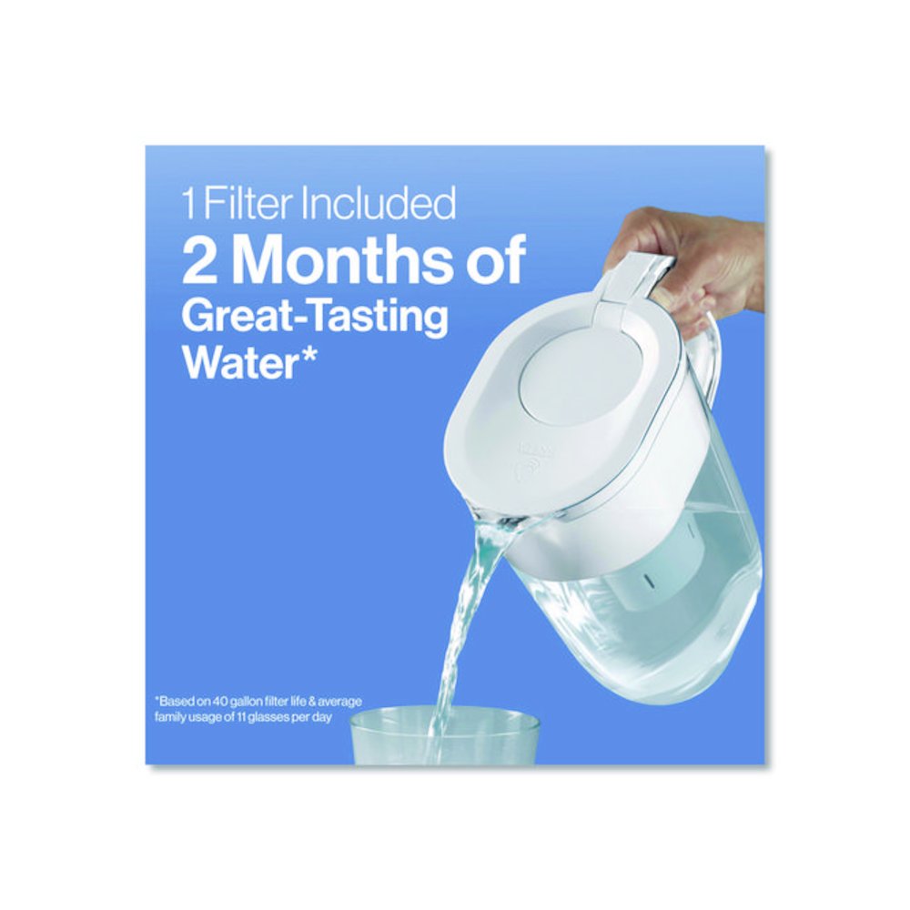 Small 6-Cup Water Filter Pitcher with 1 Standard Filter, Denali, White, 2/Carton. Picture 11