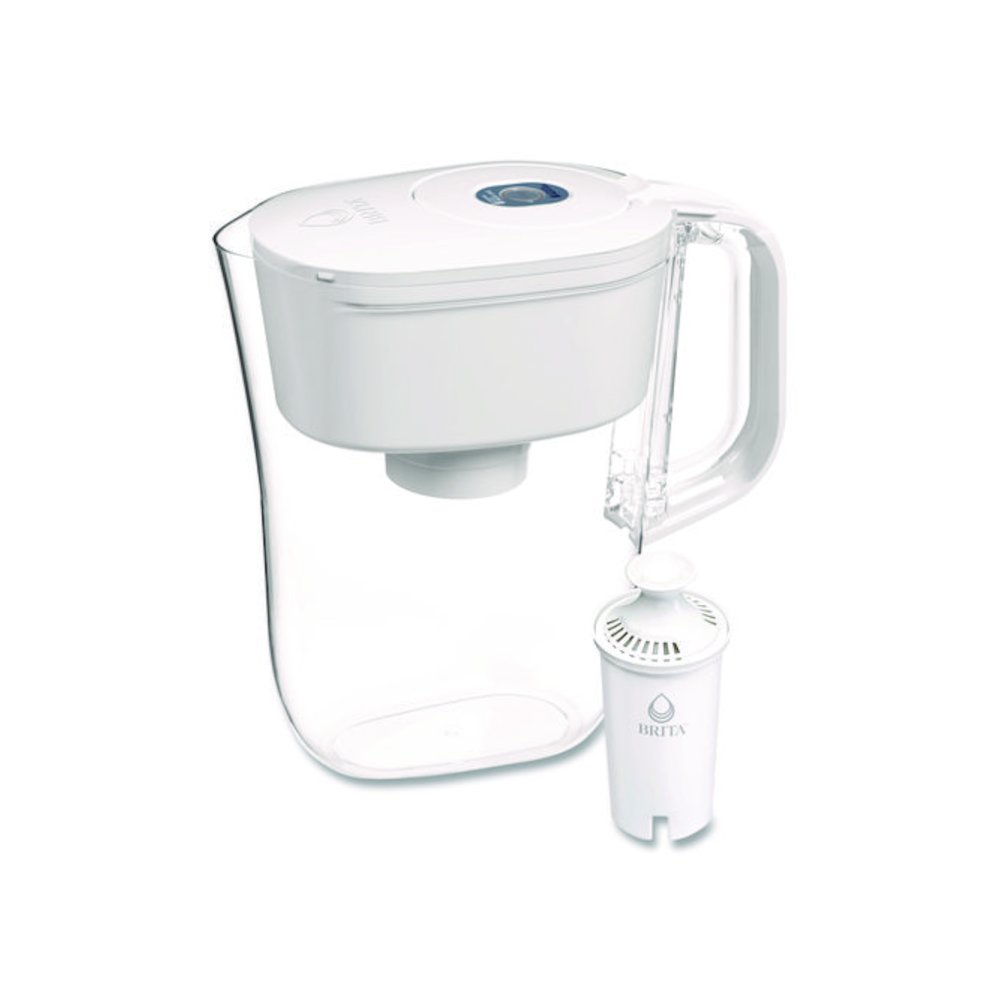 Small 6-Cup Water Filter Pitcher with 1 Standard Filter, Denali, White, 2/Carton. Picture 1