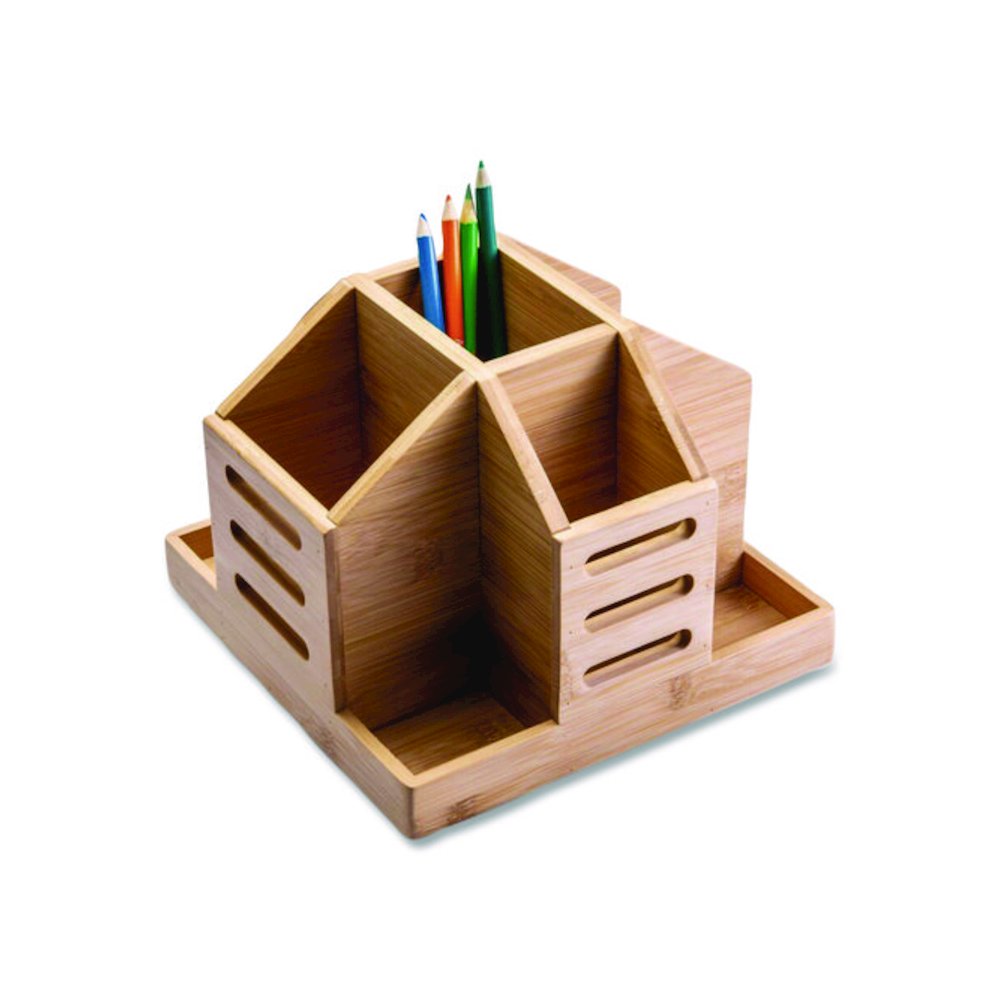 Bamboo Rotary Organizer, 9 Compartments, 8.85 x 8.82 x 7.4, Brown, Bamboo. Picture 6