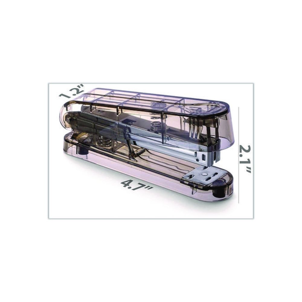 Recycled Plastic Three-Piece Desk Set: (1) Pencil Cup, (1) Stapler, (1) Tape Dispenser, (1) Roll of Tape, Translucent Ash. Picture 4