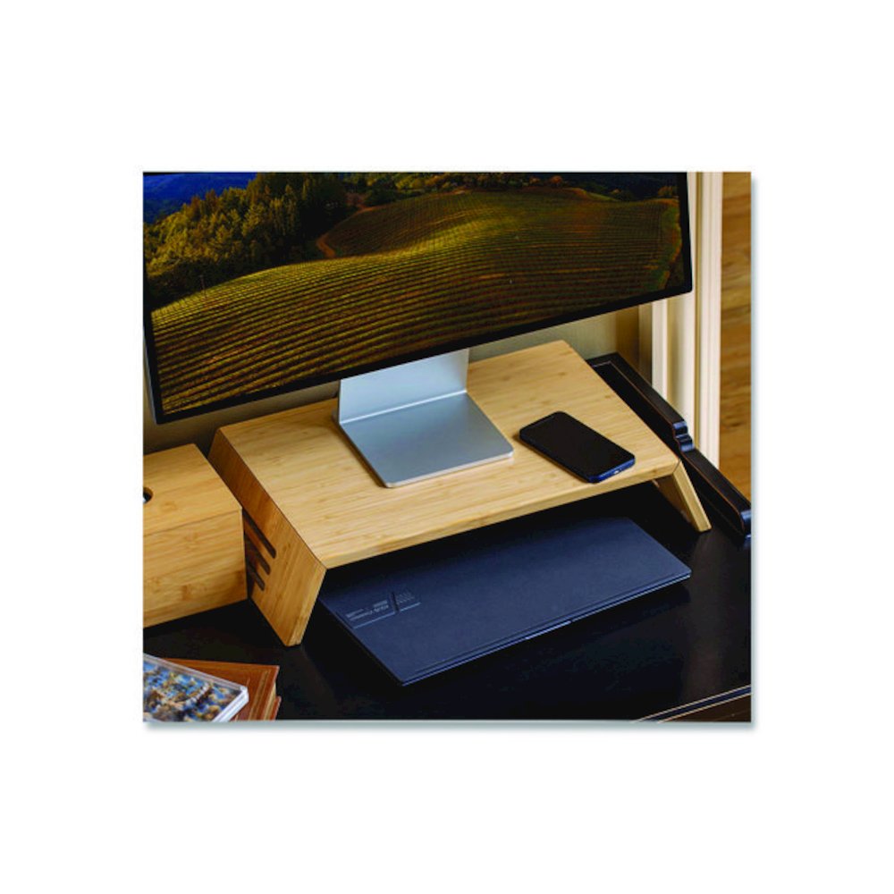 Bamboo Desktop Monitor Stand, For 16" Monitors, 17.56 x 12.44 x 2.64, Brown, Supports 20 lbs. Picture 4