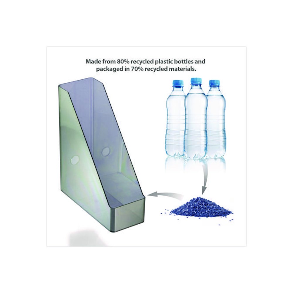 Recycled Plastic Magazine File, 4.3 x 10.3 x 12.2, Translucent Gray. Picture 3