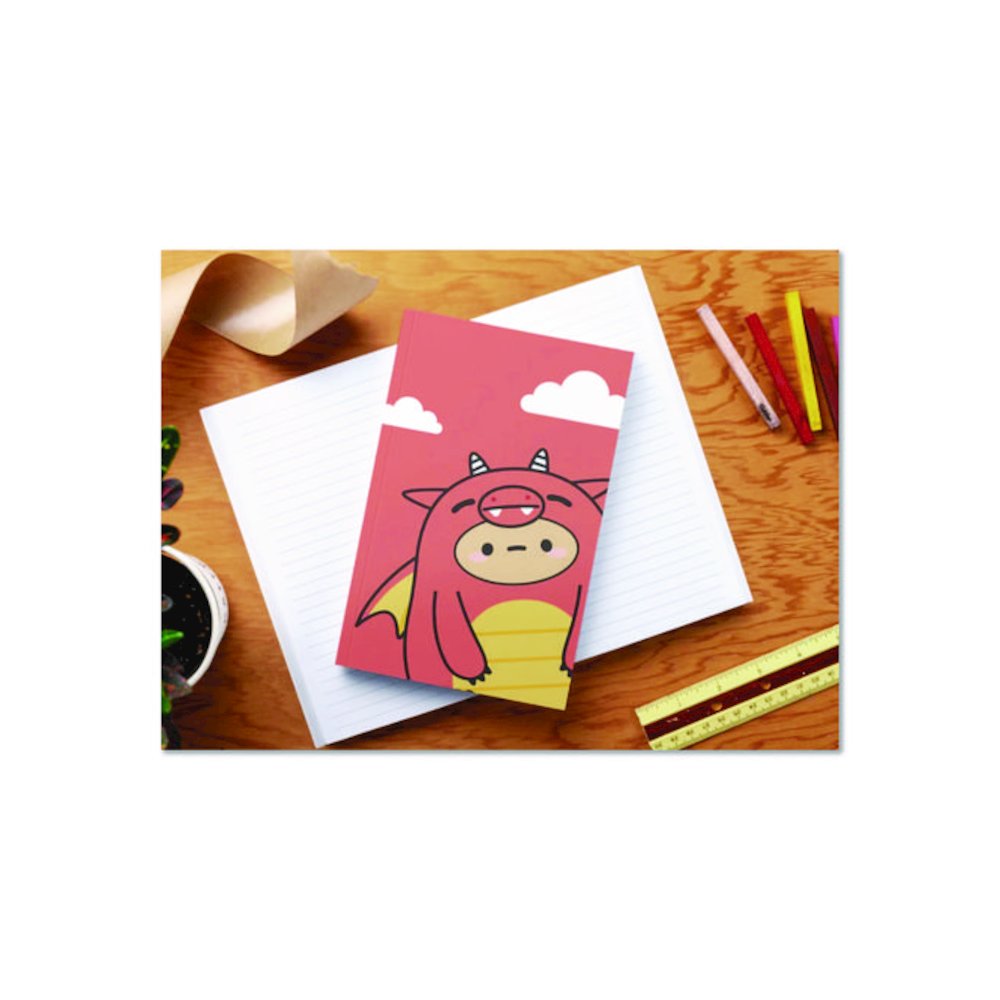 Smoko Tayto Dragon Layflat Notebook, 1-Subject, Medium/College Rule, Orange/Yellow/White Cover, (72) 8 x 5 Sheets. Picture 2