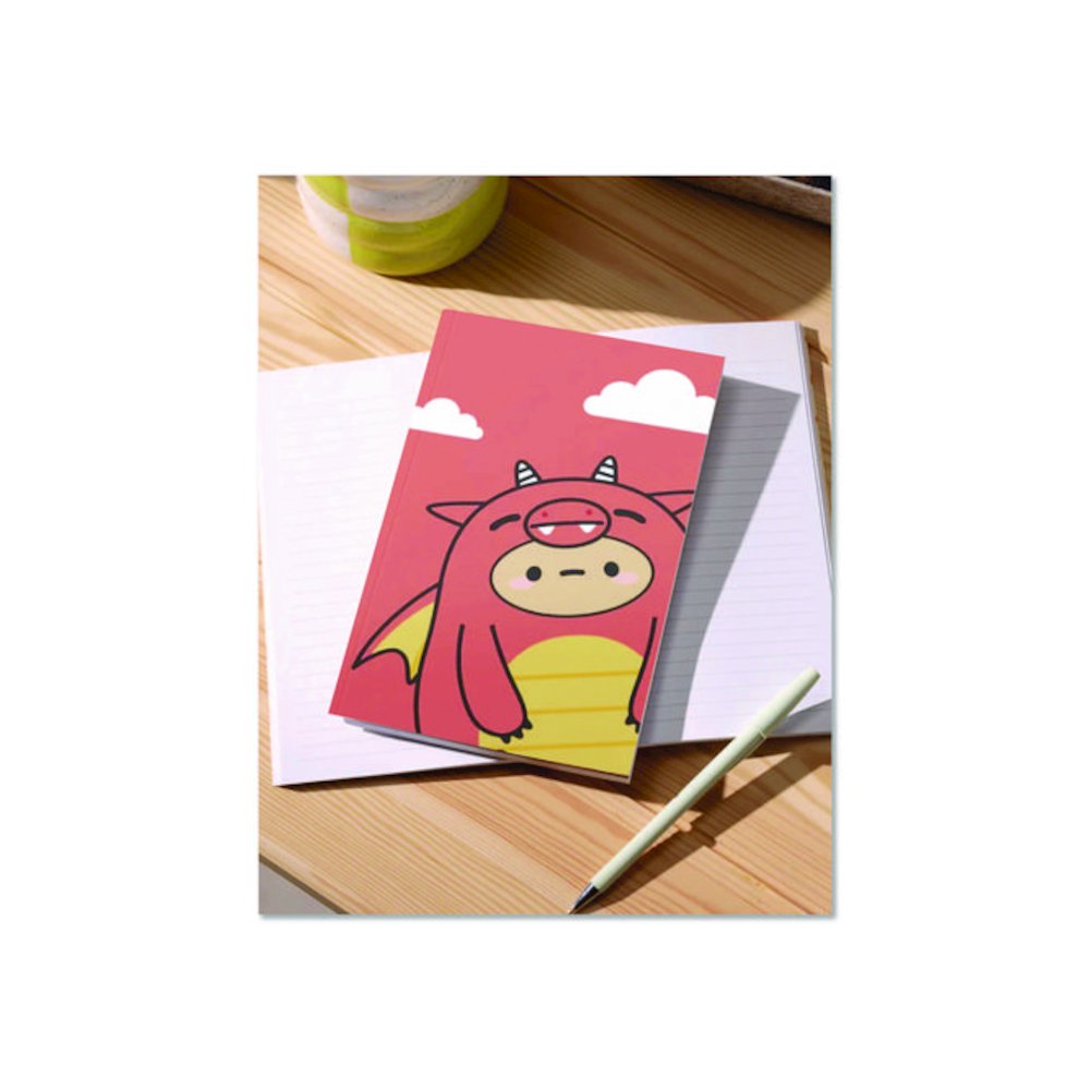Smoko Tayto Dragon Layflat Notebook, 1-Subject, Medium/College Rule, Orange/Yellow/White Cover, (72) 8 x 5 Sheets. Picture 4