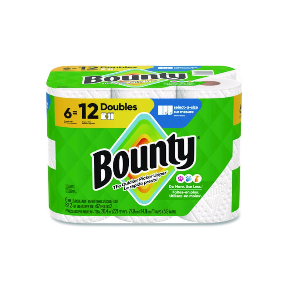 Select-a-Size Kitchen Roll Paper Towels, 2-Ply, 6 x 11, White, 82 Sheets/Double Roll, 6 Rolls/Carton. Picture 1