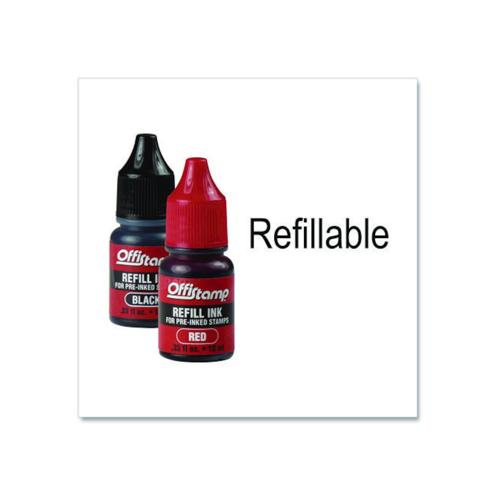 Self-Inking Message Stamp with Blank "By" Line, 12 Years, PAID, 1.63" x 0.88", Black/Red Ink. Picture 4