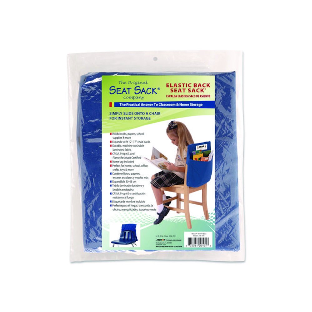 Elastic-Back Seat Sack for Chairs 12" to 17" Wide, 11 x 16 x 14, Fabric, Blue. Picture 4