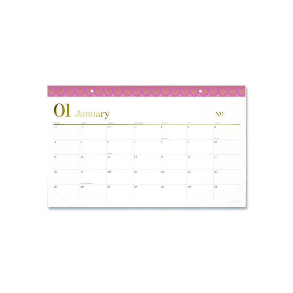 Workstyle Compact Deskpad, 17.75 x 11, White Sheets, Pink Headband/Clear Corners, 12-Month (Jan-Dec): 2026. Picture 1