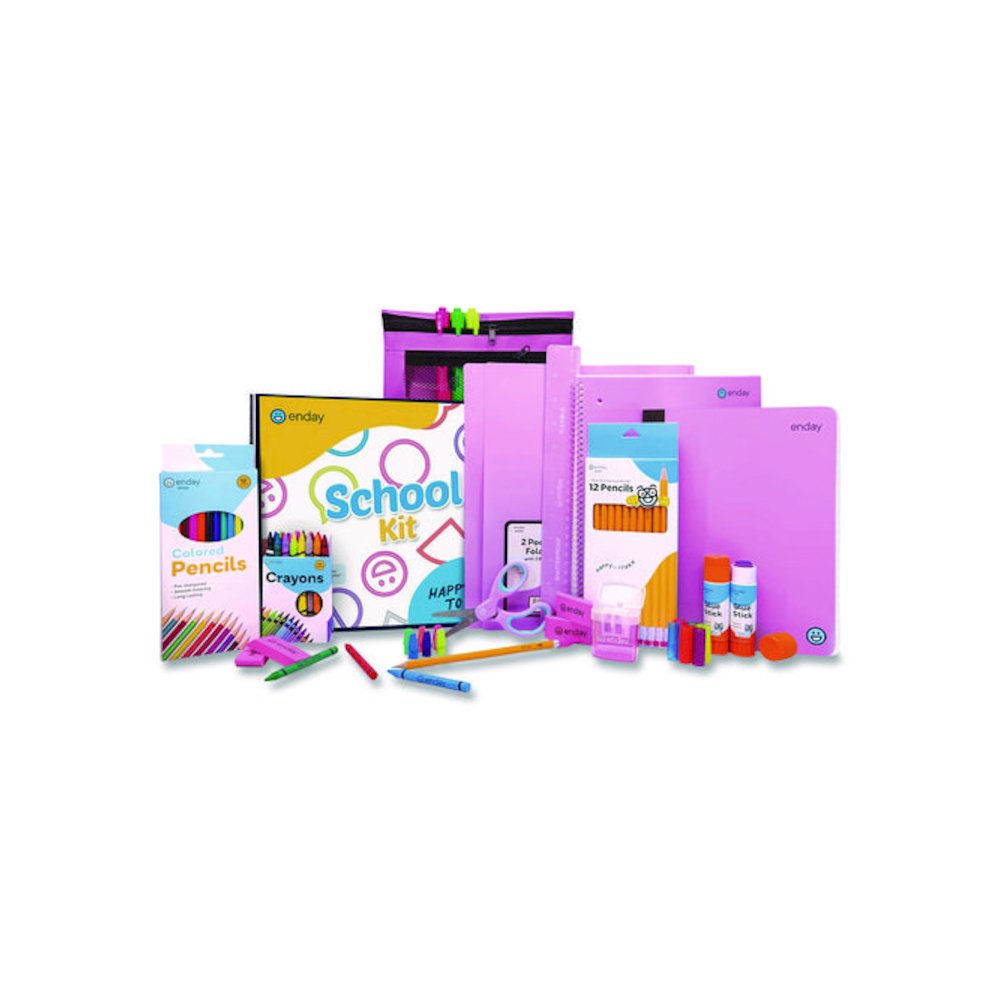 Back to School Supplies Kit for Grades K-5, Pink. Picture 1