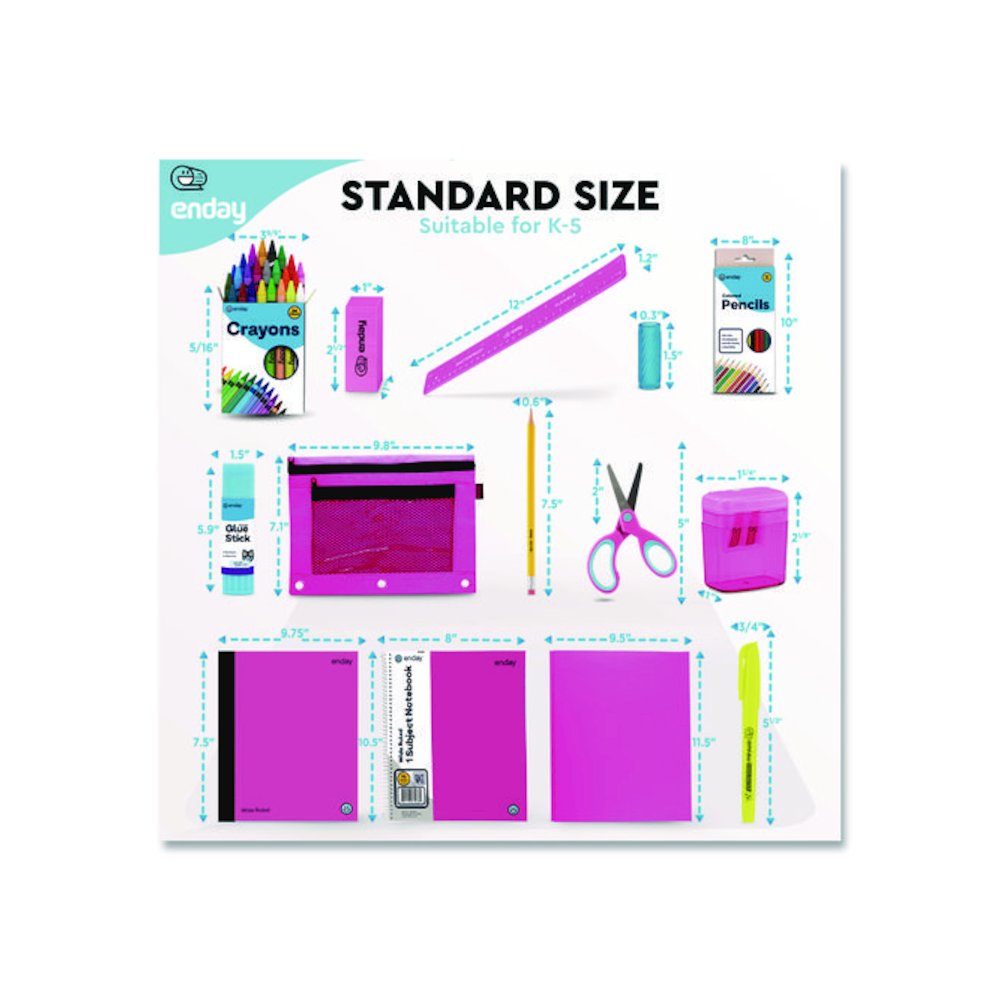 Back to School Supplies Kit for Grades K-5, Pink. Picture 7