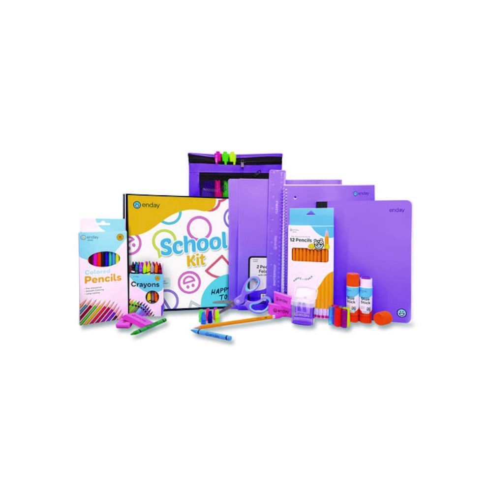 Back to School Supplies Kit for Grades K-5, Purple. Picture 1
