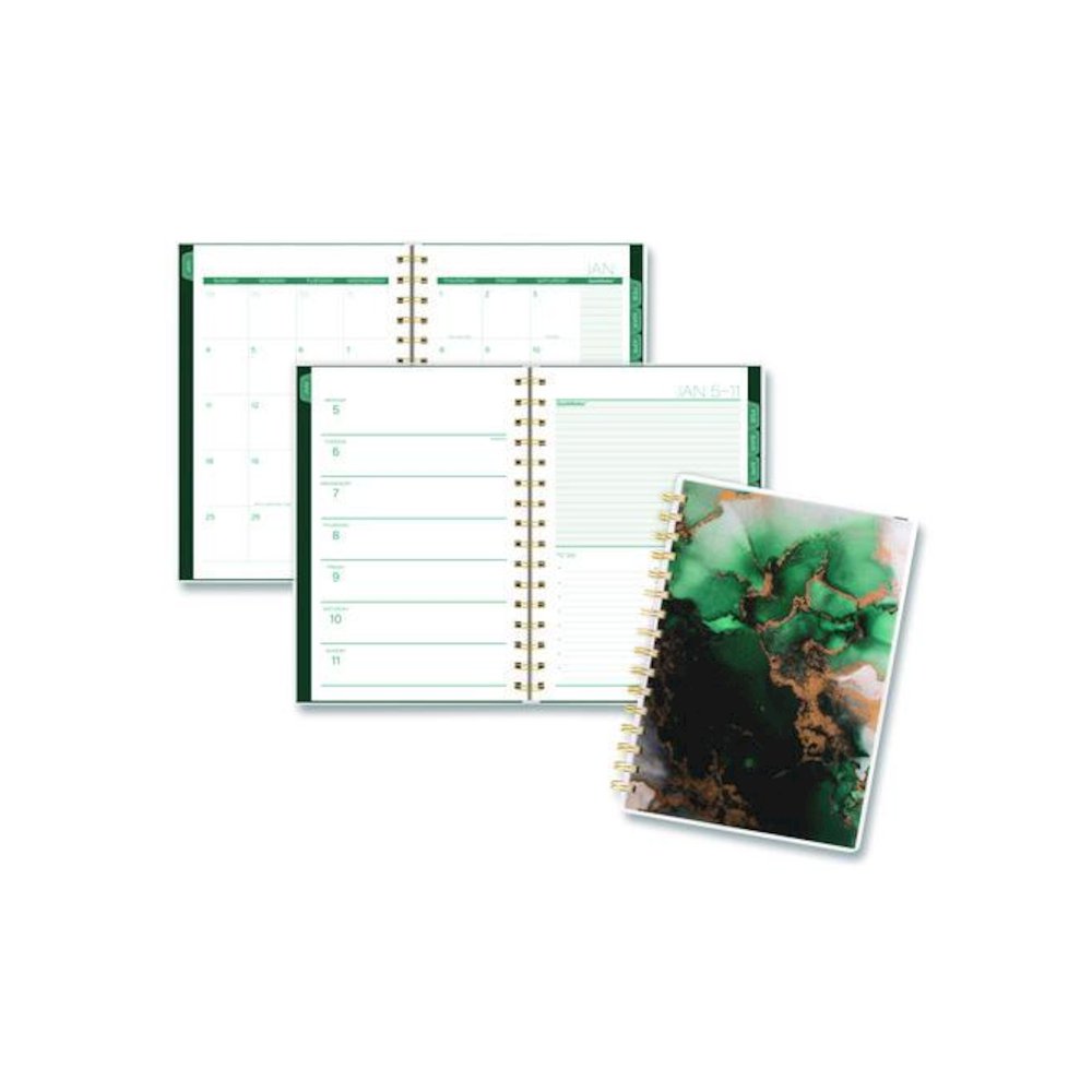 Emerald Isle Weekly/Monthly Planner, 8.5 x 5.5, Green Marbled Cover, 12-Month (Jan-Dec): 2026. Picture 1