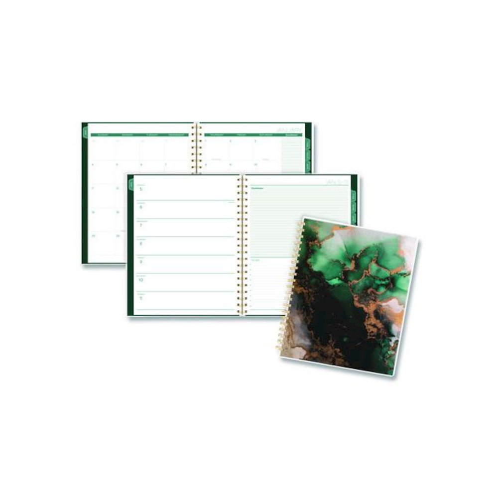 Emerald Isle Weekly/Monthly Planner, 11 x 8.5, Green Marbled Cover, 12-Month (Jan-Dec): 2026. Picture 1