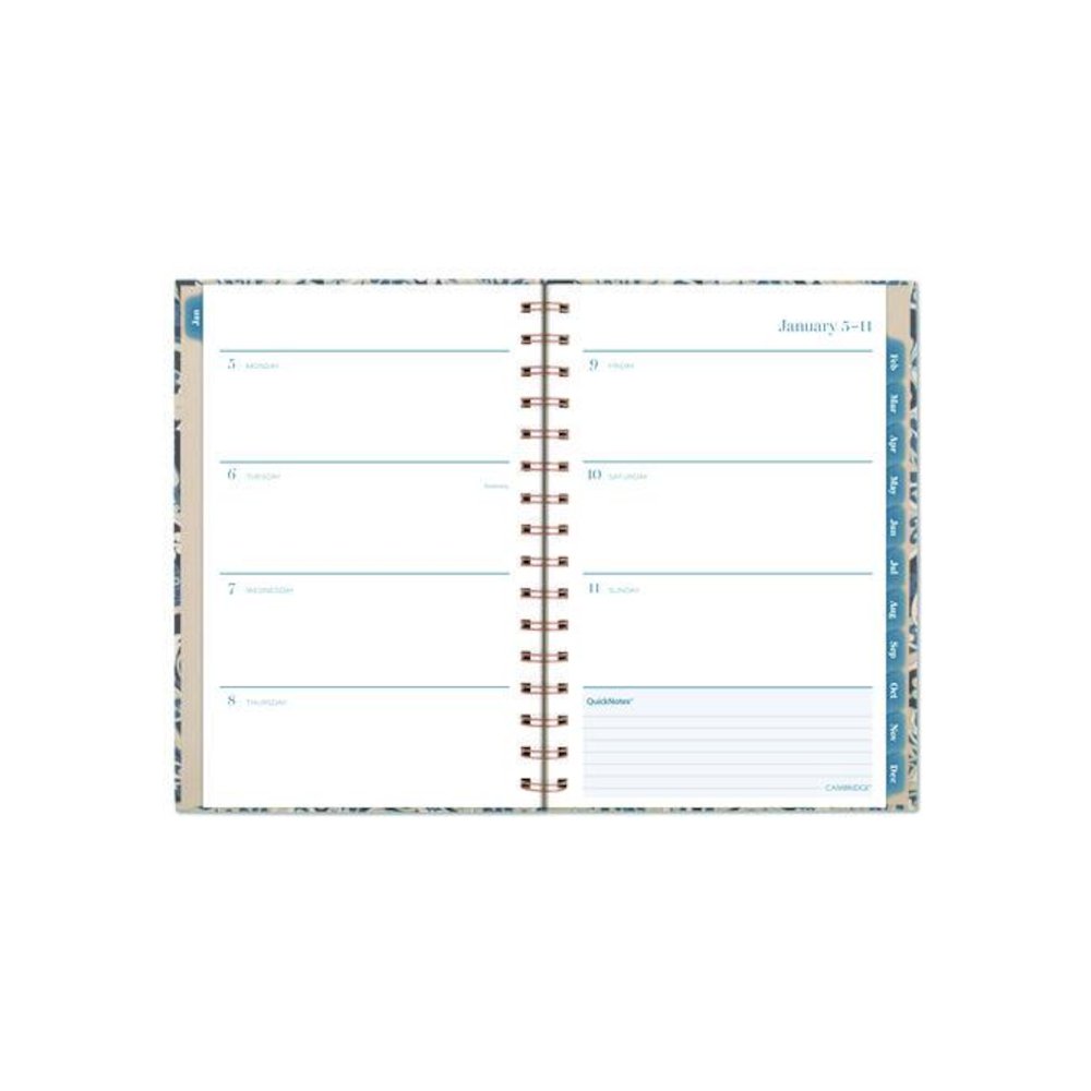 Elizabeth Weekly/Monthly Planner, 8.5 x 5.5, Floral Artwork, Blue Cover, 12-Month (Jan-Dec): 2026. Picture 2