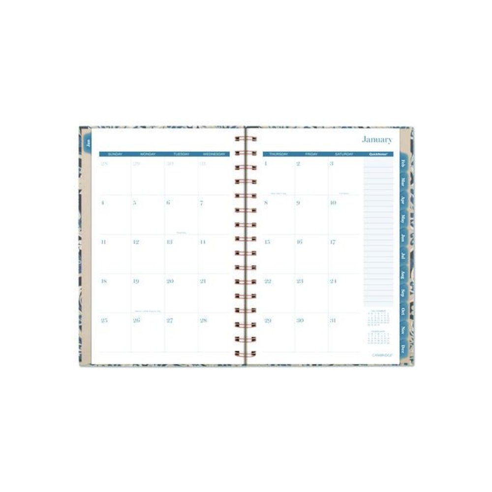 Elizabeth Weekly/Monthly Planner, 8.5 x 5.5, Floral Artwork, Blue Cover, 12-Month (Jan-Dec): 2026. Picture 3