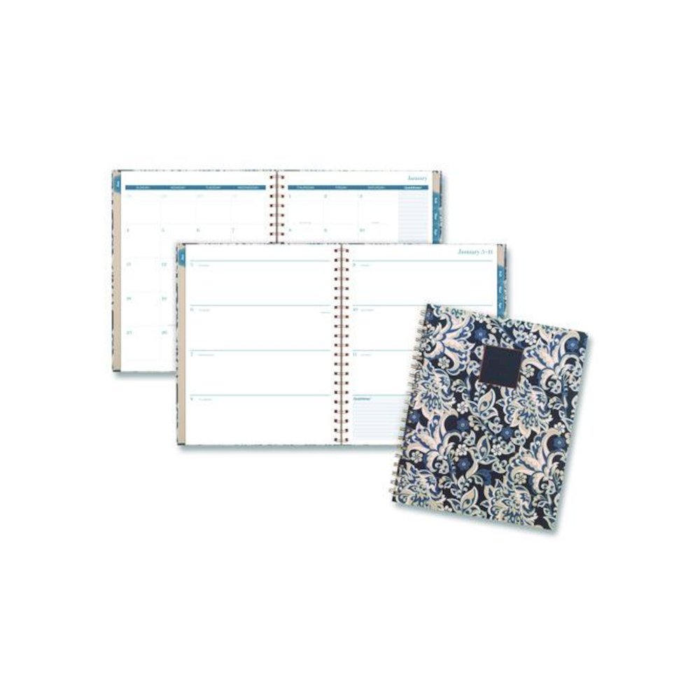 Elizabeth Weekly/Monthly Planner, 11 x 8.5, Floral Artwork, Blue Cover, 12-Month  (Jan-Dec): 2026. Picture 1