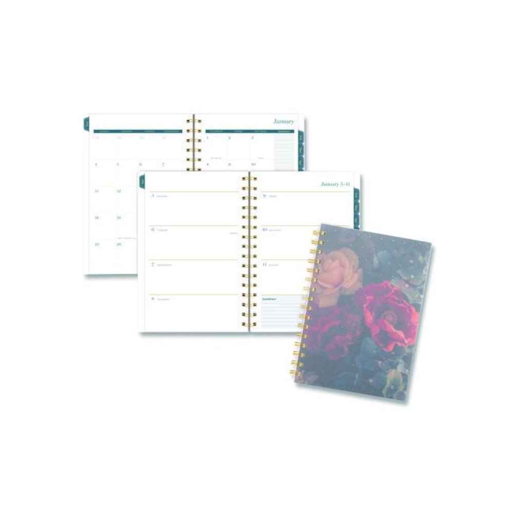 Midnight Garden Weekly/Monthly Planner, 8.5 x 5.5, Floral Artwork, Black/Pink/Green Cover, 12-Month (Jan-Dec): 2026. Picture 1