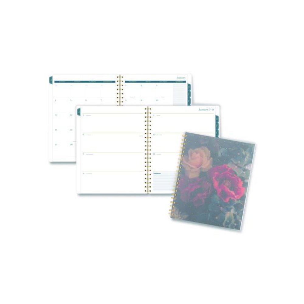Midnight Garden Weekly/Monthly Planner, 11 x 8.5, Floral Artwork, Black/Pink/Green Cover, 12-Month (Jan-Dec): 2026. Picture 1