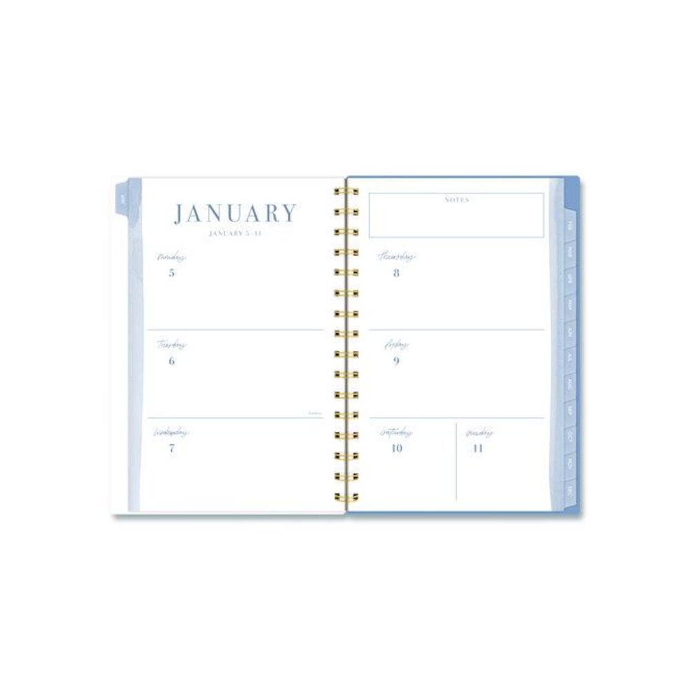 Weekly/Monthly Calista Floral Planners, 8.5 x 5.5, Floral Artwork, Blue/Purple/Green Cover, 13-Month: Jan 2026 to Jan 2027. Picture 2