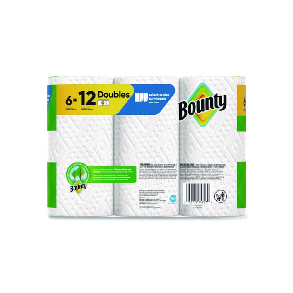 Select-a-Size Kitchen Roll Paper Towels, 2-Ply, 6 x 11, White, 82 Sheets/Double Roll, 6 Rolls/Carton. Picture 6