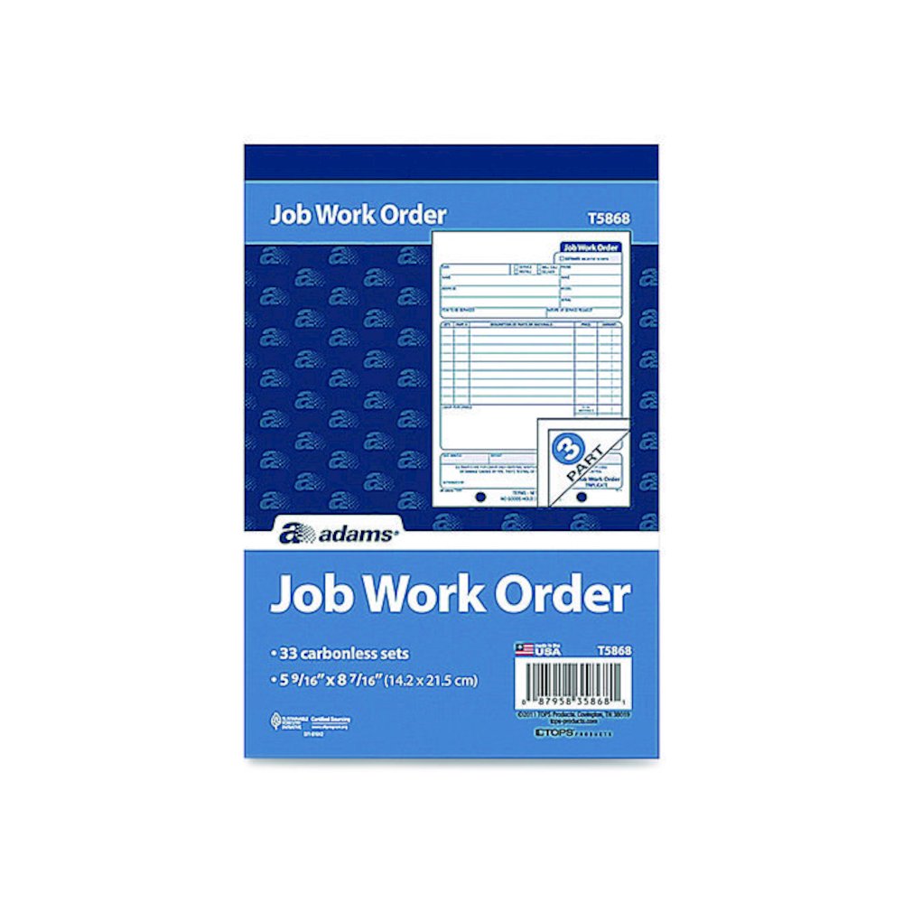 Work Order Form, Three-Part Carbonless, 5.66 x 9, 250 Sets/Pack. Picture 1