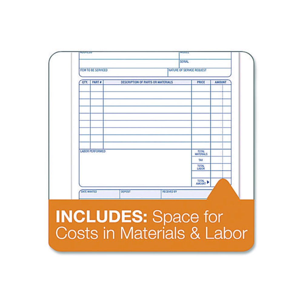 Work Order Form, Three-Part Carbonless, 5.66 x 9, 250 Sets/Pack. Picture 3