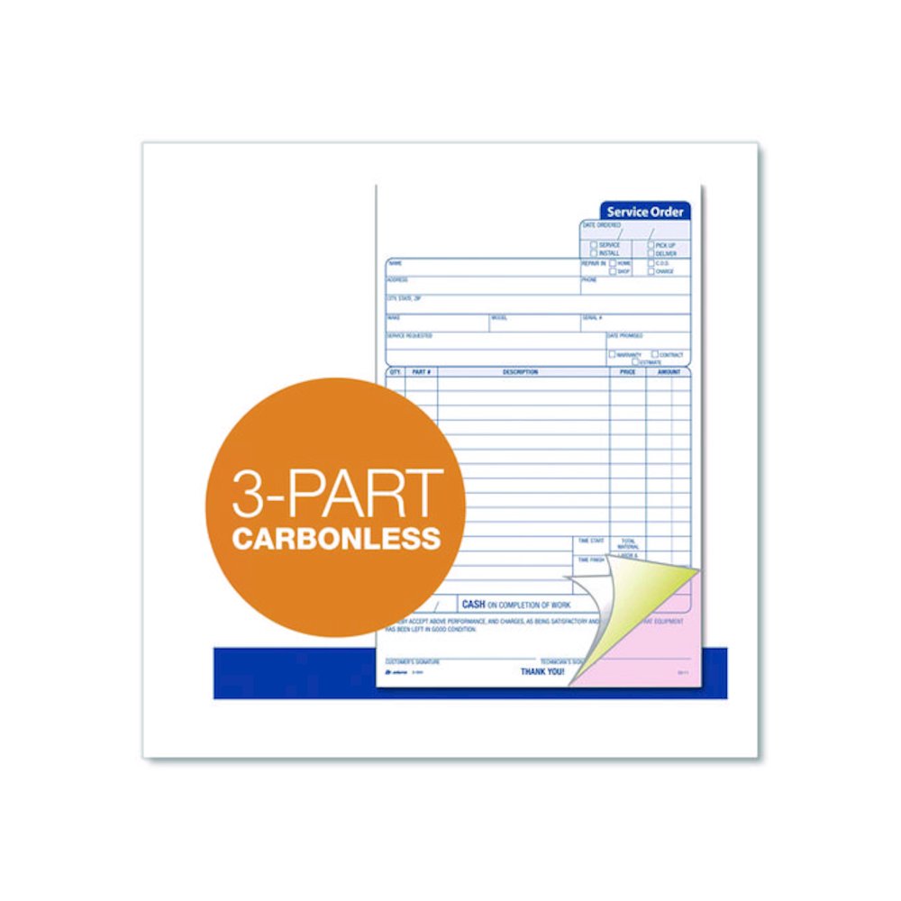 Work Order Form, Three-Part Carbonless, 5.66 x 9, 250 Sets/Pack. Picture 4