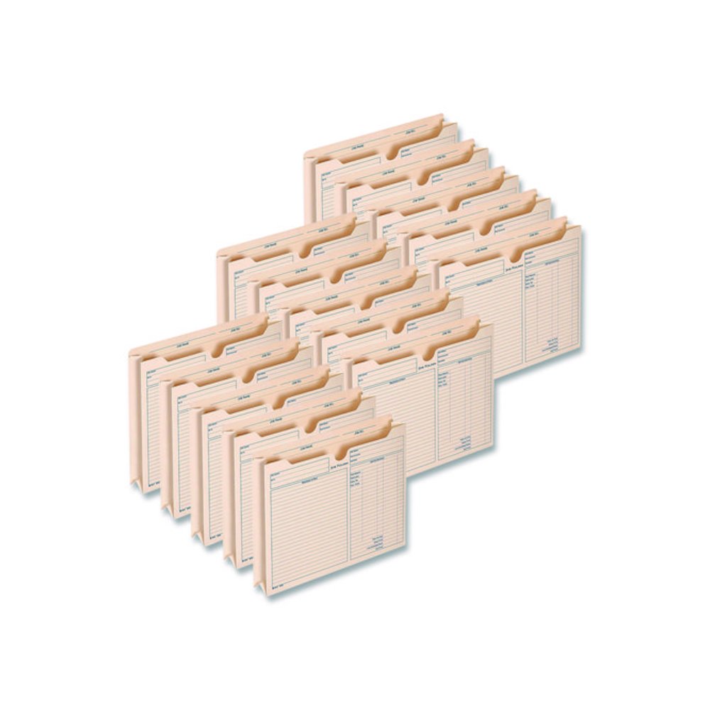 Pre-Printed Heavy-Duty Reinforced File Pocket, 2" Expansion, Letter Size, Manila, 15/Pack. Picture 1