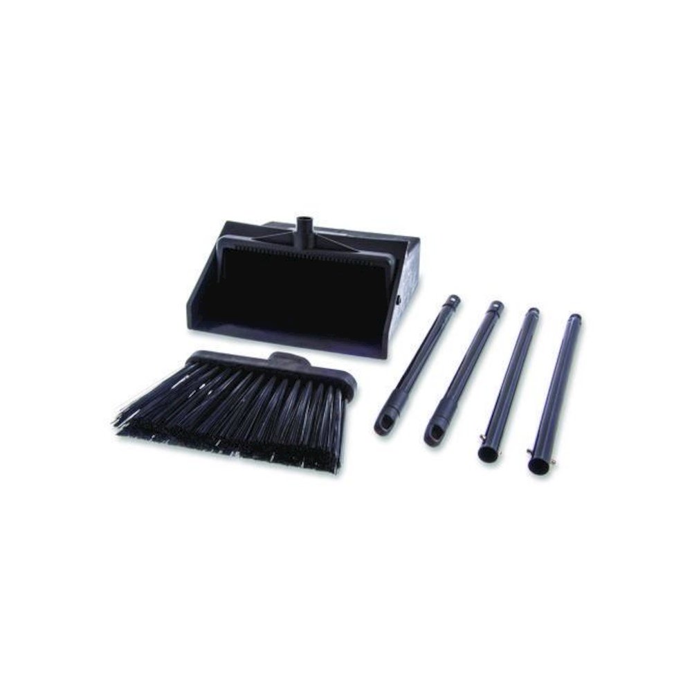 Duo-Pan Upright Dust Pan and Broom, 11.8 x 36, 24.5" Handle, Plastic, Black. Picture 2
