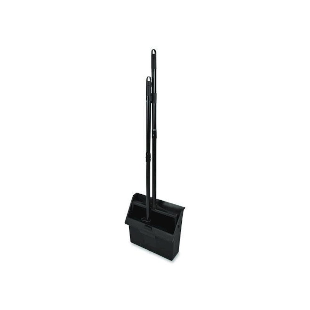 Duo-Pan Upright Dust Pan and Broom, 11.8 x 36, 24.5" Handle, Plastic, Black. Picture 7